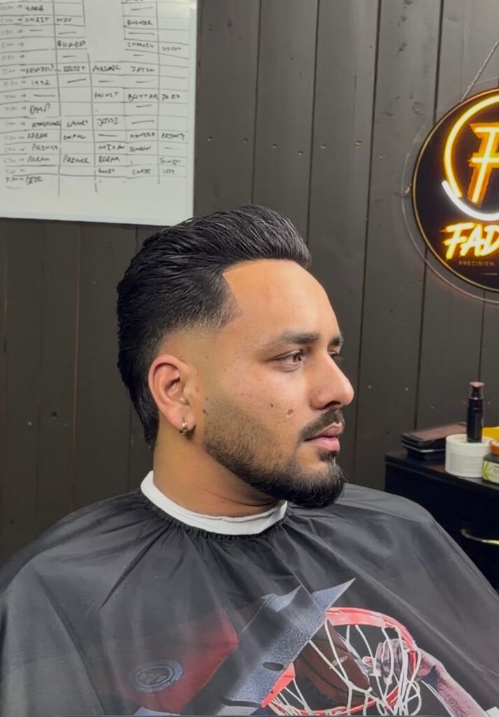 Slick back taper men's haircut, The Fade Plug barber, South Auckland
