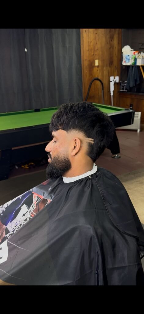 Textured mullet with line design, The Fade Plug barber, Papakura